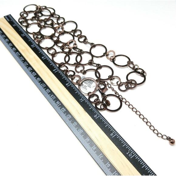 Chico's Bronze Hoops Circle Links Long Necklace, Circle Links, New With Tags - Picture 5 of 8